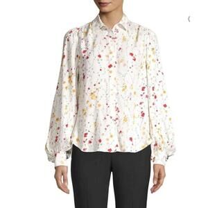 Equipment Marcilly Floral-print Washed-crepe Blouse In White-Size Medium